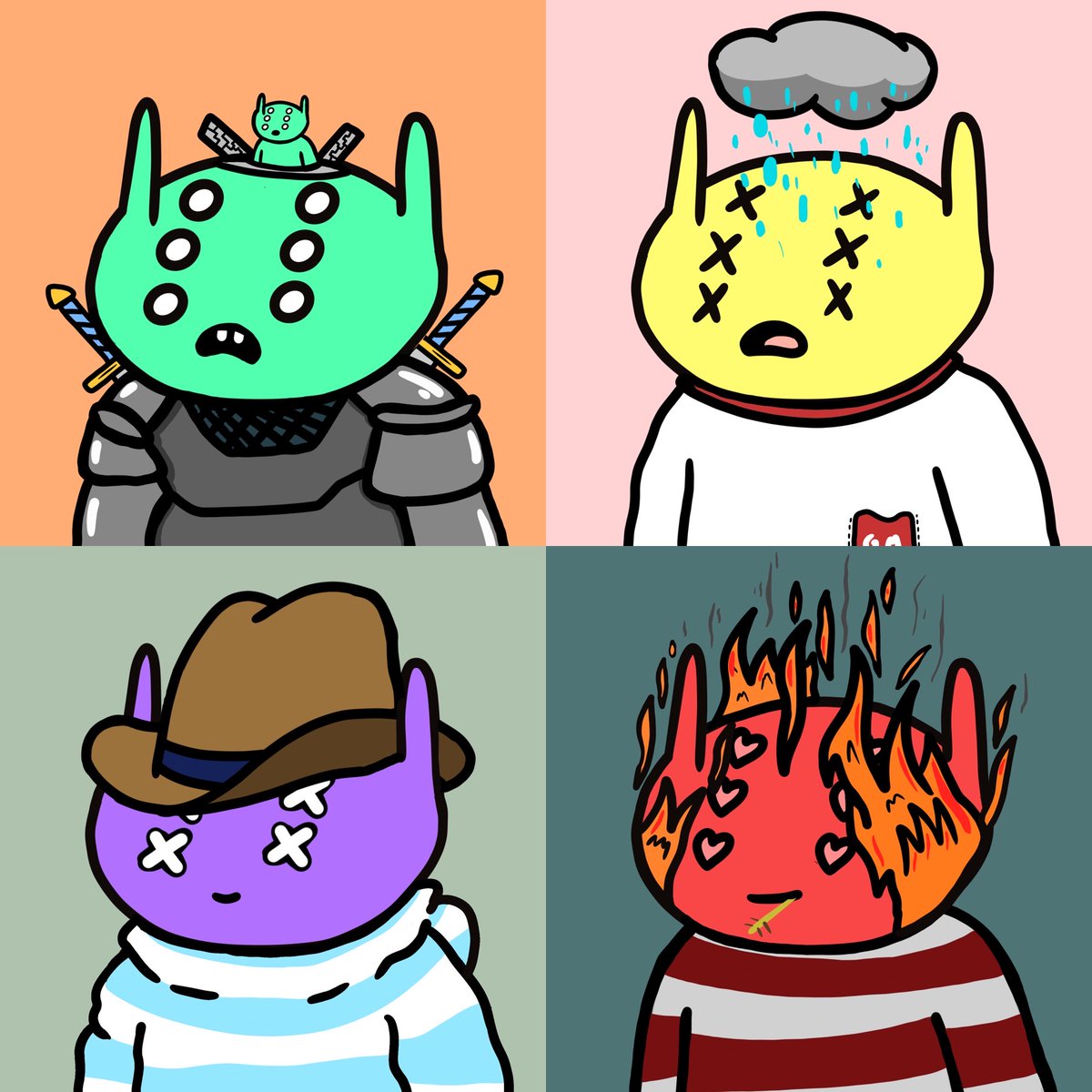 Finally hit the ALIEN GRAND SLAM and now proudly own a fren from each faction 💚💛💜❤️💎 <a href="/alienfrens/">alien frens</a>