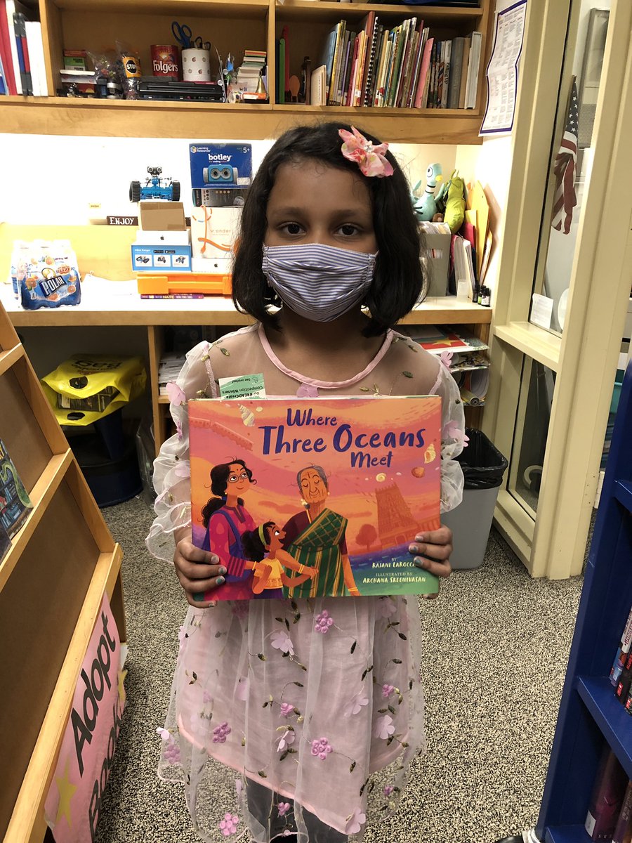 Thank you to the person who sent WHERE THREE OCEANS MEET for me to give to my student. It arrived on her birthday &amp; she was SO excited. “This is my best birthday ever. I can’t believe I have my own copy of this book. I love it.”   She was beaming &amp; my heat melted. @rajanilarocca