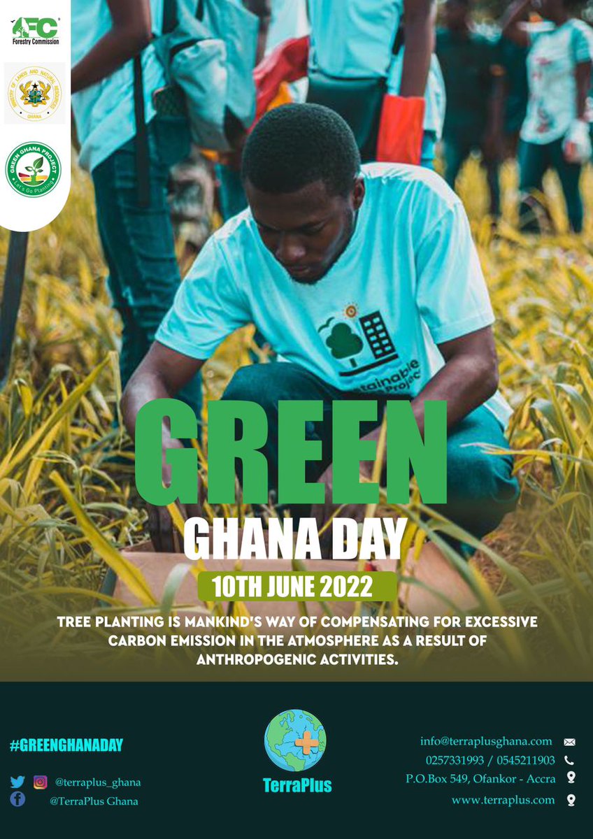terraplus_ghana's tweet photo. The vision of Ghana’s National Climate Policy is to ensure climate resistance and climate compatible economy while achieving sustainable development through equitable low carbon economic growth for Ghana. Today marks the annual #greenghanaday. https://t.co/BIGLwRFOxv