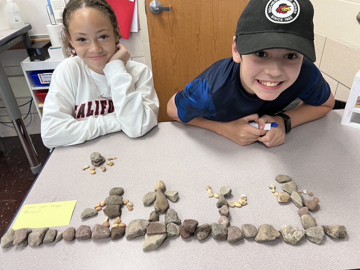 Lisa_Dorofy's tweet photo. Creating stone scenes is a new favorite activity!  The creativity is outstanding!  @LindaSuePark check out these creations representing pivotal moments in Salva and Nya’s stories. https://t.co/Jx3bB7zQkK