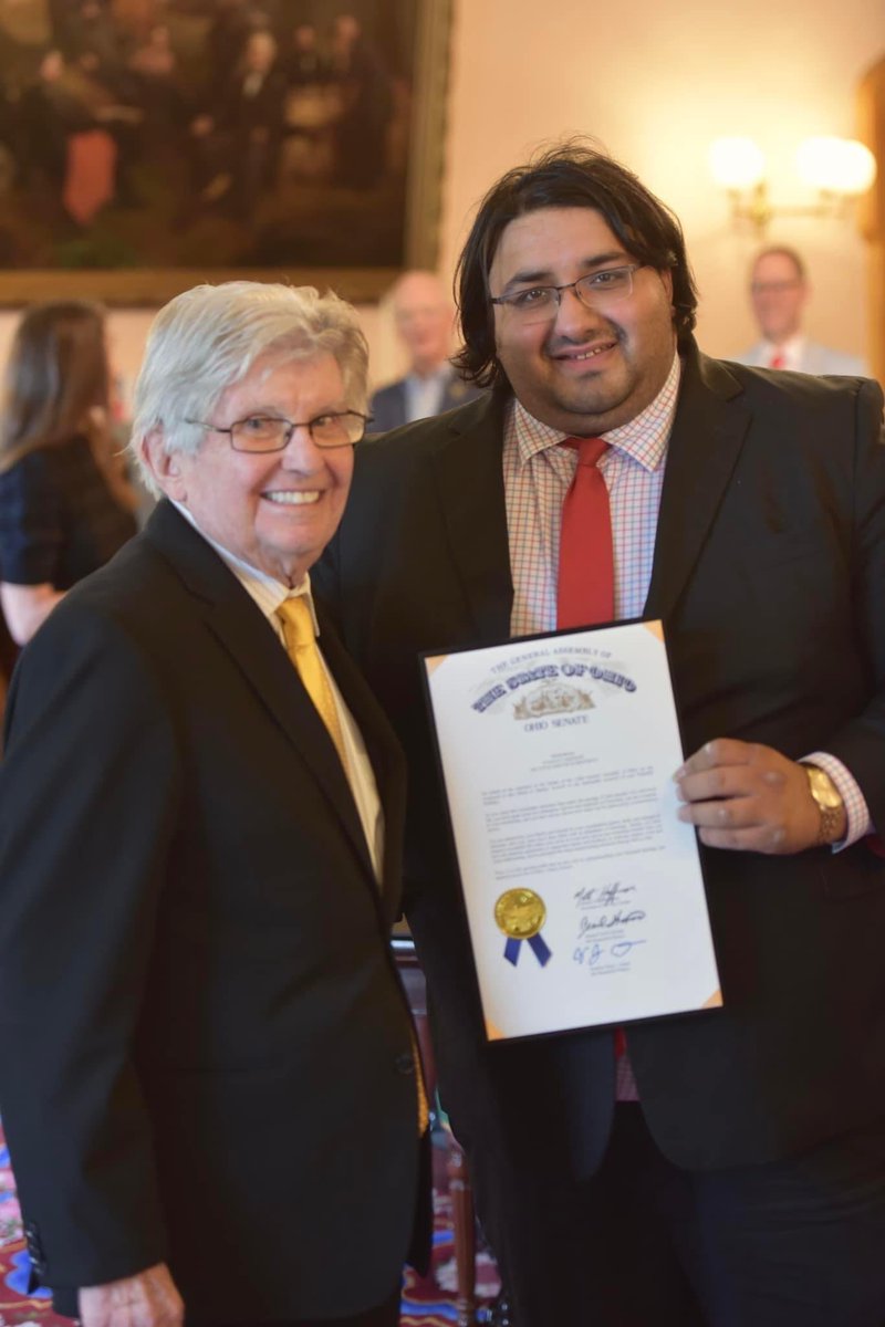 t_schottenstein's tweet photo. Incredible day celebrating my grandfather, Stan Aronoff’s 90th Birthday at the Statehouse- where he served as Ohio Senate President. Thank you Senator @NirajAntani for making this such a special day we will always cherish! 
@DaSchott https://t.co/16vGw2Y7GN