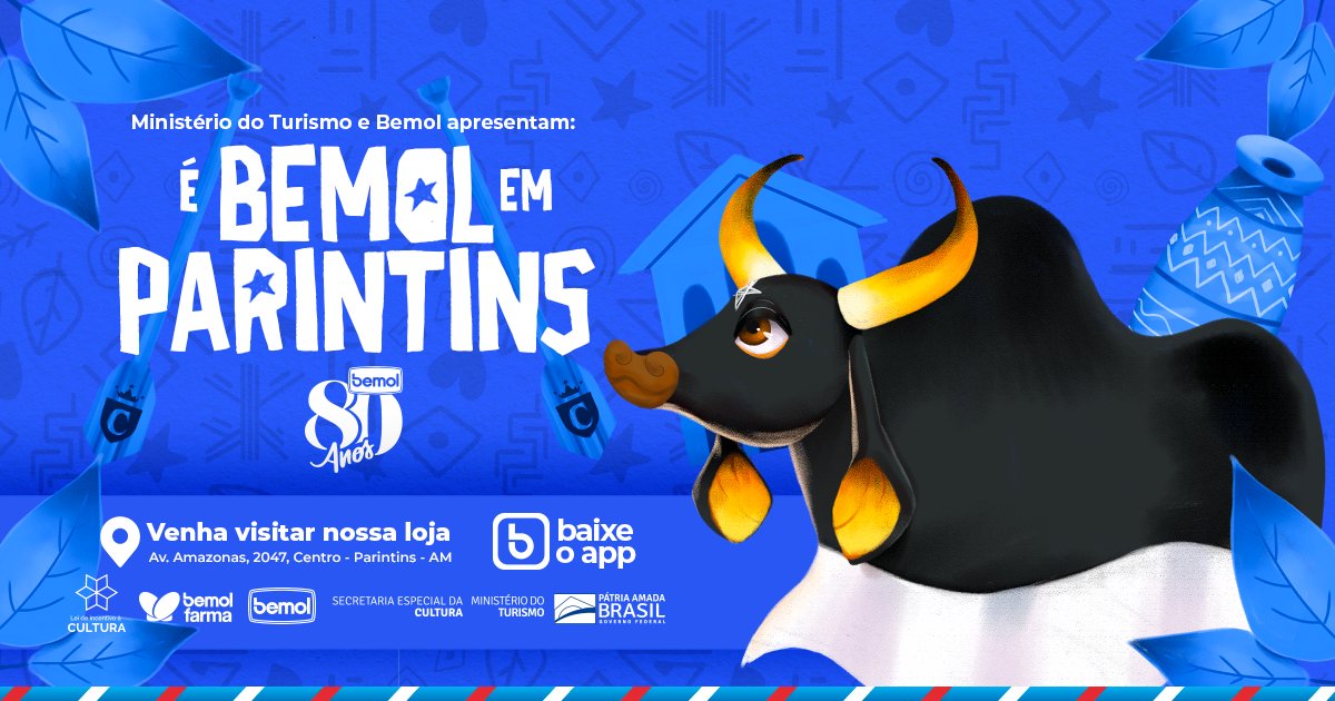 O Festival voltou e a Bemol chegou!

Ficou sabendo da novidade? A <a href="/BemolOnline/">bemolonline</a> e a <a href="/BemolFarma/">Bemol Farma</a> são as novaspatrocinadoras do Festival Folclórico de Parintins! Estamos ansiosos para celebrar osnossos 80 anos com o retorno triunfal da festa e vibrar com o Sentimento Porreta da