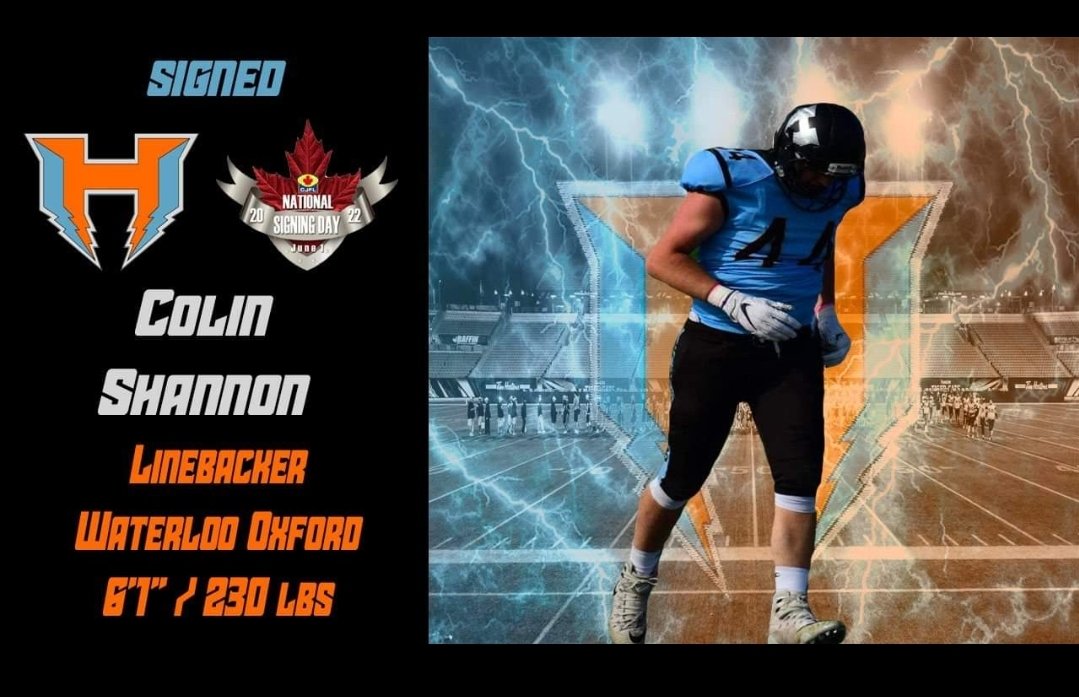 The Hamilton Hurricanes are pleased to re-sign LB, Colin Shannon of Waterloo Oxford S.S
#canesnation
#cjflsigning
<a href="/TheOFCFootball/">The Ontario Football Conference</a> 
<a href="/CJFLnews/">CJFL News</a>
