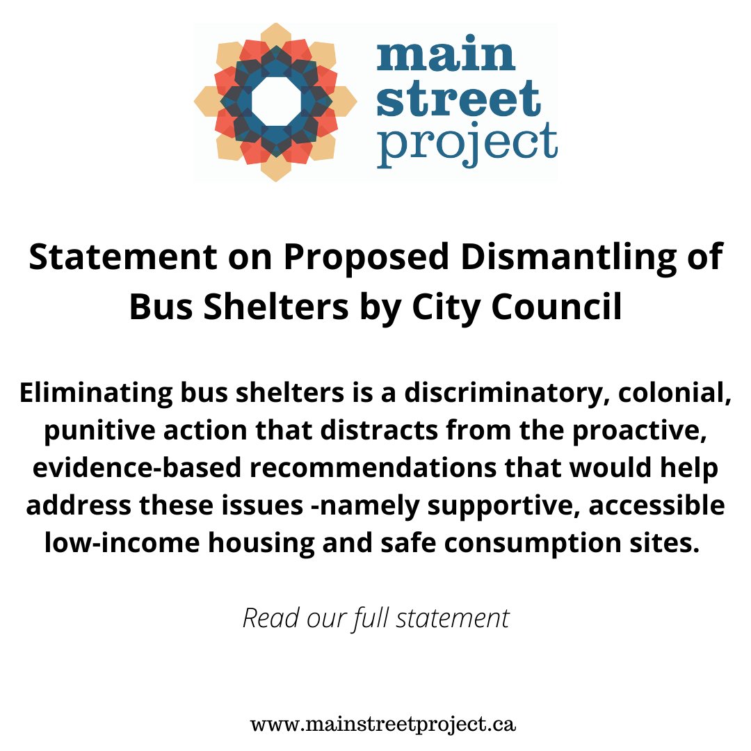 MSP does not support this motion and refers City Council to the Kíkinanaw Óma Strategy.  Any formal actions that impact people living unsheltered should be taken with a human rights based approach. Read full statement: mainstreetproject.ca/news/our-stori…
#MSPbuildingstability