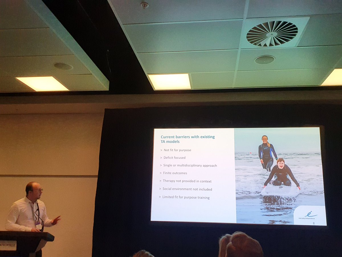 How can we overcome the #alliedhealth #workforce shortages for the #NDIS? Everyday Independence presenting their Habit Coaches program using  therapy assistants overseen by allied health therapists to reaching more NDIS participants - could this be a model for telehealth?