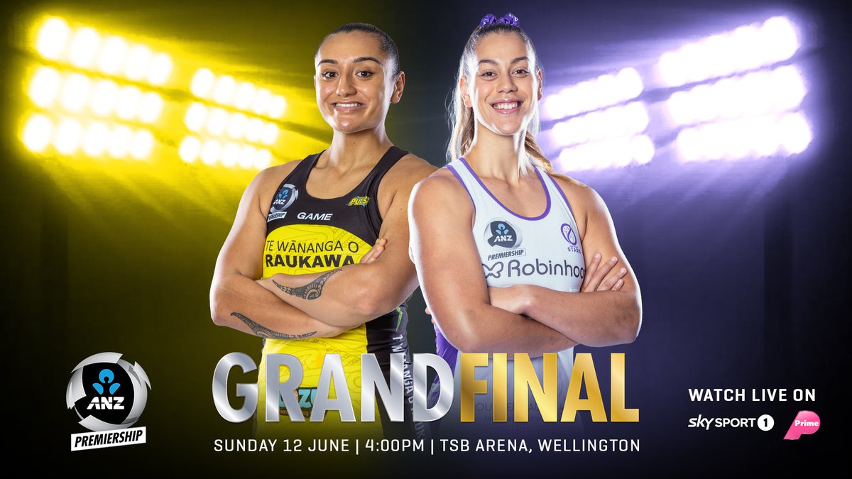 ANZPremiership's tweet photo. Don't miss the 2022 ANZ Premiership decider! Watch live coverage from 3.30pm this Sunday on @skysportnz and simulcast free to air on Prime, with first centre pass at 4pm. We've got international fans covered too with streaming through https://t.co/PcESjoOlyX (outside NZ only) 🏆 https://t.co/lPkaFO9RtM