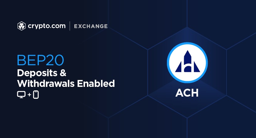 Cryptocom_Exch's tweet image. Crypto.com Exchange now supports deposits and withdrawals of $ACH via BEP20. 

*Available for both Exchange Web and App.

Deposit Now 👉 crypto-exchange.onelink.me/E54m/6cf81eb9