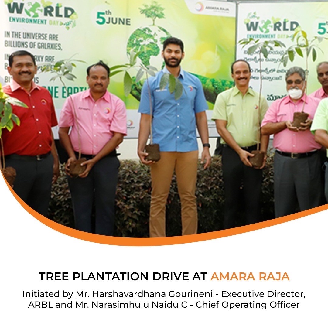 In the spirit of this year’s #WorldEnvironmentDay2022 , Amara Raja organised a plantation drive at all group companies. Mr. Harshavardhana Gourineni - Executive Director, ARBL and Mr. Narasimhulu Naidu C – Chief Operating Officer, ARBL.

 #onlyoneearth #alwaysabetterway