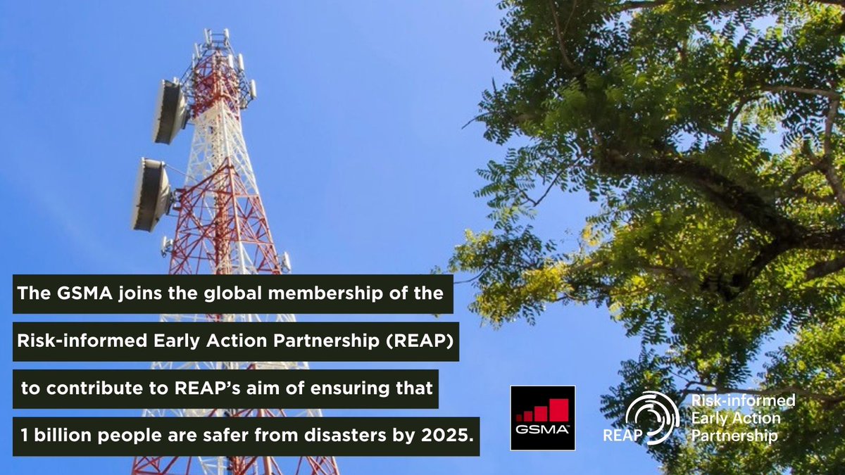 📢 Partnership announcement 

We're delighted to welcome <a href="/GSMAm4D/">GSMA Mobile for Development</a> to REAP! 

Digital tech is critical for effective #EarlyWarning #EarlyAction &amp; <a href="/GSMAm4D/">GSMA Mobile for Development</a> connects humanitarian, development and climate actors with the global mobile industry. 

Read more ➡️bit.ly/3PUO7cQ