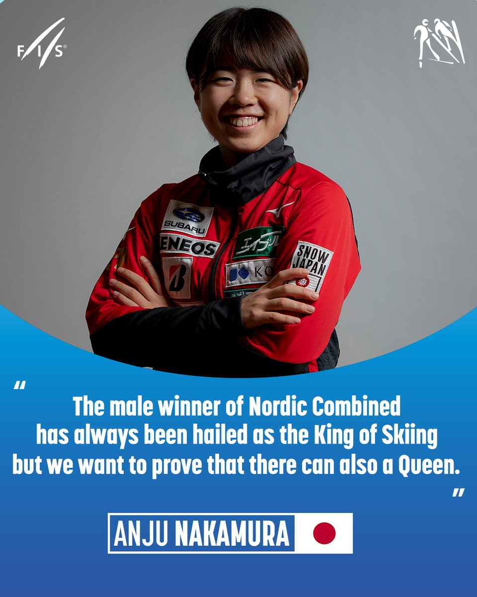 "I want to feel that special kind of accomplishment. The male winner of Nordic Combined has always been hailed as the King of Skiing, but we want to prove that there can also a Queen." 👑 - #AnjuNakamura 🇯🇵 (4th, Women's Overall World Cup 2021/22) #fisnoco