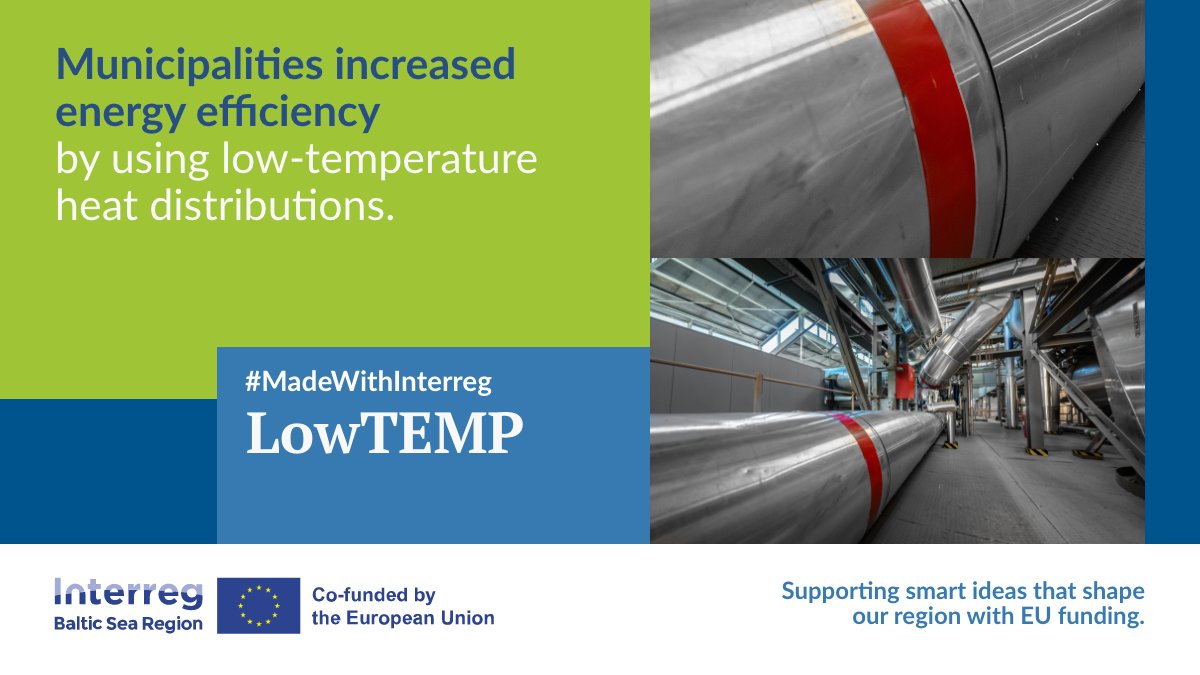 Heating systems in #BalticSeaRegion need to be upgraded to become more sustainable. #MadeWithInterreg <a href="/LowTEMPdh/">LowTEMP</a> used EUR 3.45 million from the #EU to significantly decrease energy loss in local district heating systems. #EUGreenDeal

▶️interreg-baltic.eu/project/lowtem…