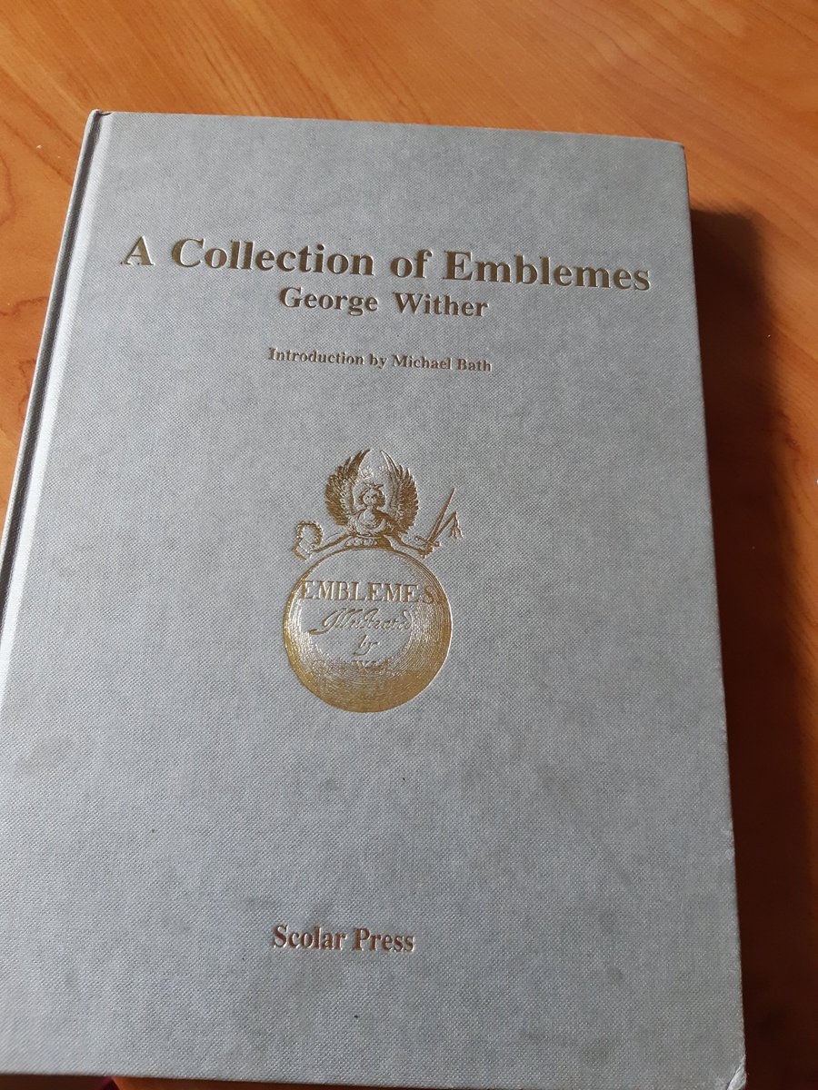 puckinspirit's tweet photo. #physicalbook Finally I have my OWN (facsimile) copy of Wither's super-complex emblem book, which I fell in love w in Stratford &amp; Cambridge libraries. I worked on a few of his emblems in diff publications but now that I'm working on the 'whole' for Emblematica, I need THE BOOK. https://t.co/itaUF3m64p