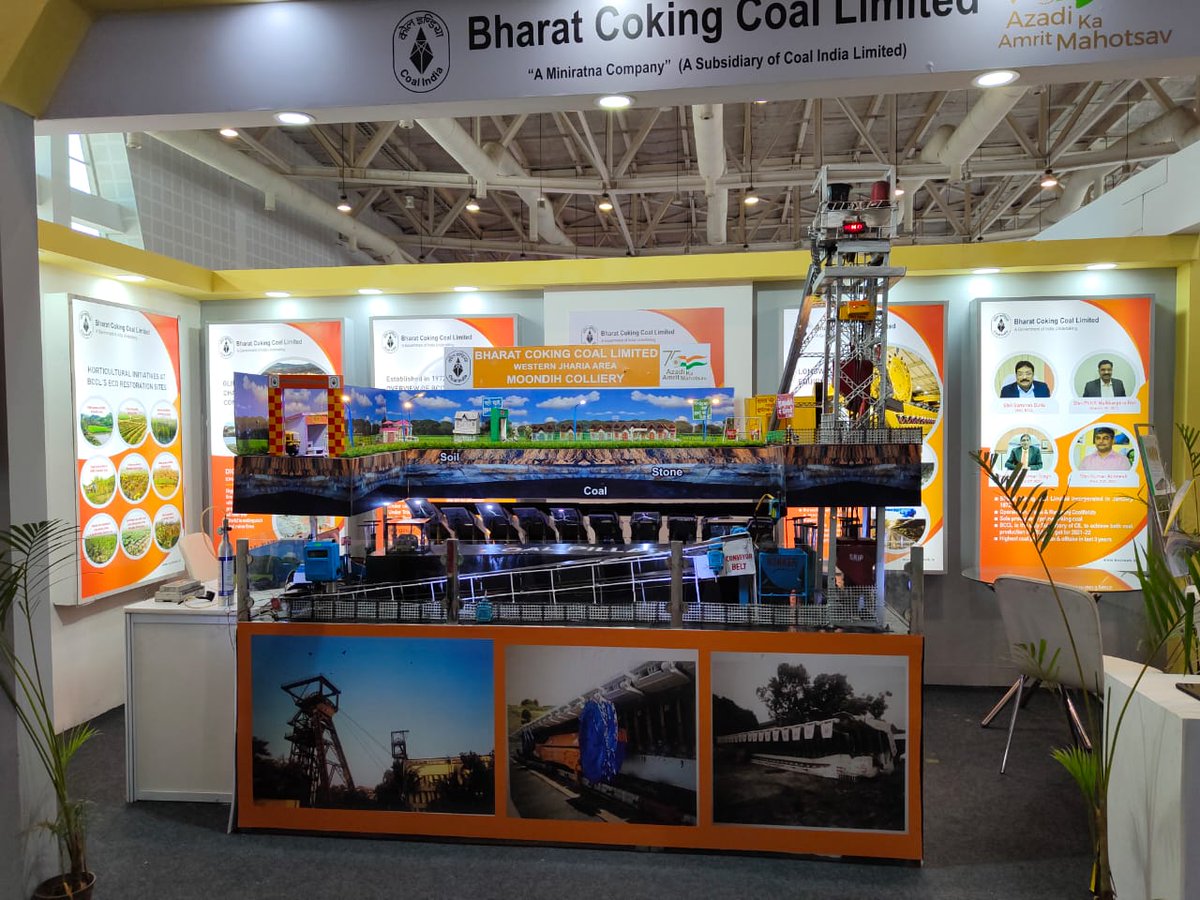 BCCLofficial's tweet photo. Bharat Coking Coal Ltd. is showcasing its contribution to ensure energy security of the nation &amp; sustainable development initiatives at its pavilion at the Azadi Ka Amrit Mahotsav Mega Show in #Gandhinagar, #Gujarat.  #AKAMMegaShow https://t.co/K1ppifyCRG
