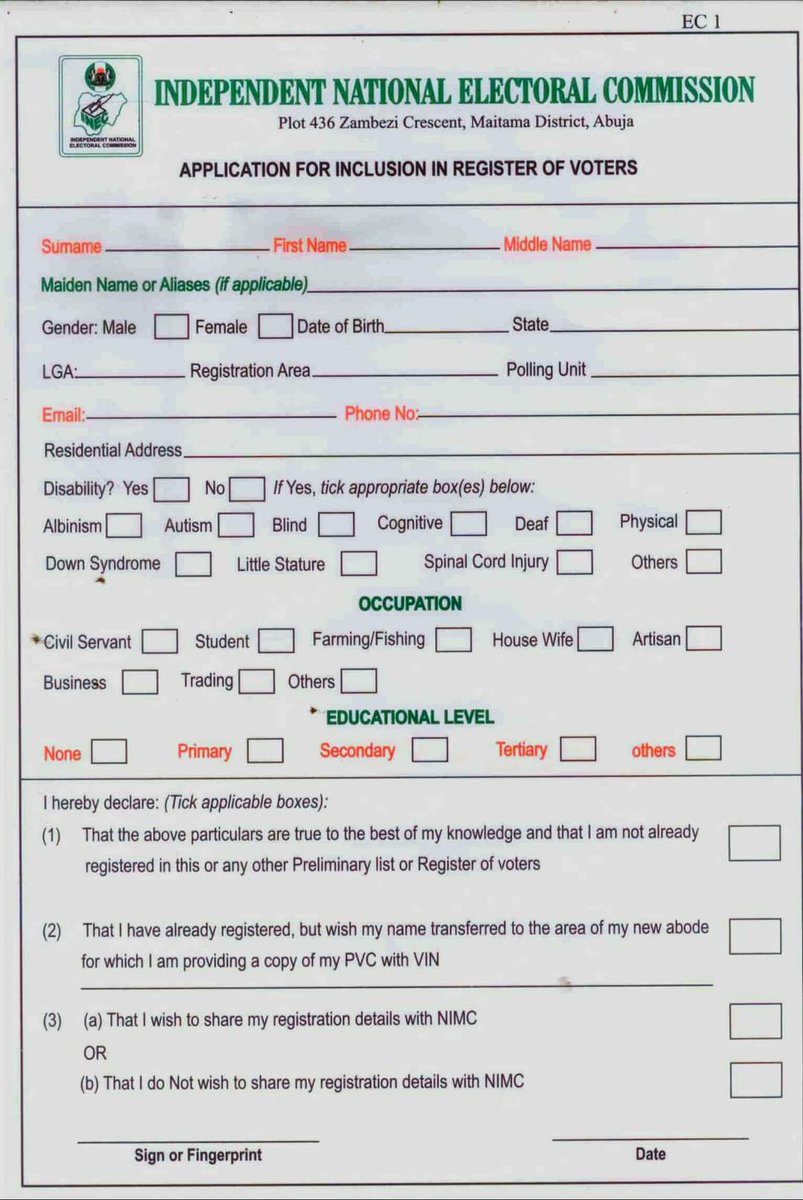 MrObadaun's tweet photo. Good morning. if you are yet to register for PVC, please print this form and fill while at home and take to any Registration Centre for easy processing. https://t.co/2e1H7Tc99K