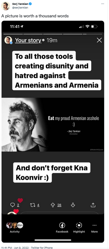 The Armenite tweet media