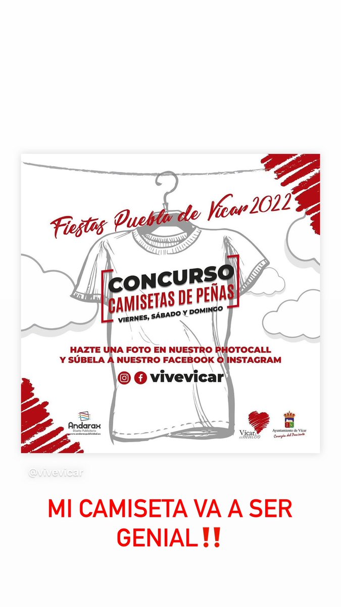 FIESTA PUEBLA DE VÍCAR

Si tienes una peña de amigos o de trabajo y te acercas a la Fiesta de Puebla Vícar 2022, hazte una foto del grupo y envíala a Instagram de @vivevicar y gana!!!
<a href="/VLIDUENA/">VANESA LIDUEÑA</a> <a href="/lavozdealmeria/">La Voz de Almería</a> <a href="/LuzVicar/">Luz María</a> <a href="/DiarioDAlmeria/">Diario de Almería</a> <a href="/OcioAlmeria/">Ocio Almería®</a> <a href="/ideal_almeria/">ideal_almeria</a>