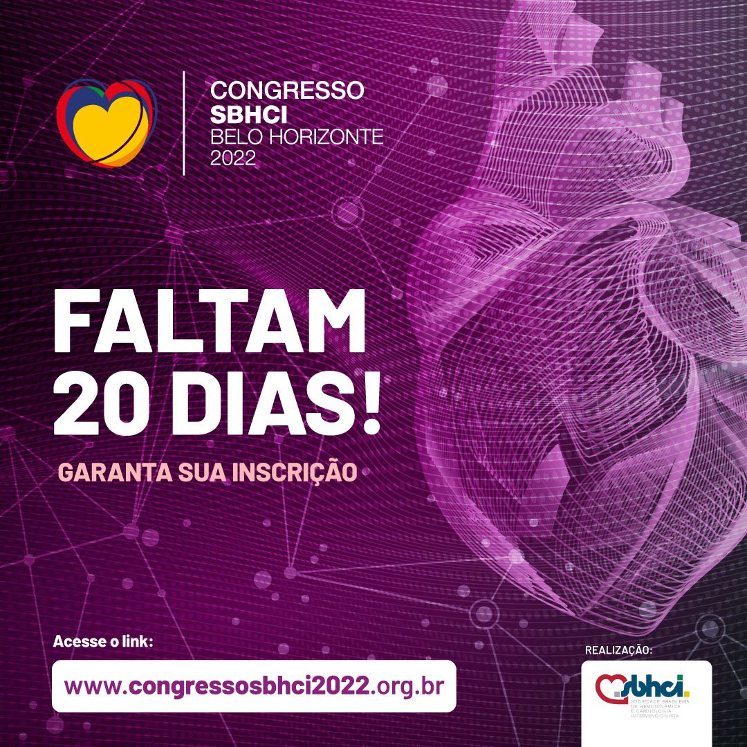 Esperamos você para participar do principal evento de Hemodinâmica e Cardiologia Intervencionista do Brasil. Convidados nacionais e internacionais, apresentação de casos ao vivo e training village, em 3 dias de programação. Garanta sua inscrição pelo link congressosbhci2022.org.br.