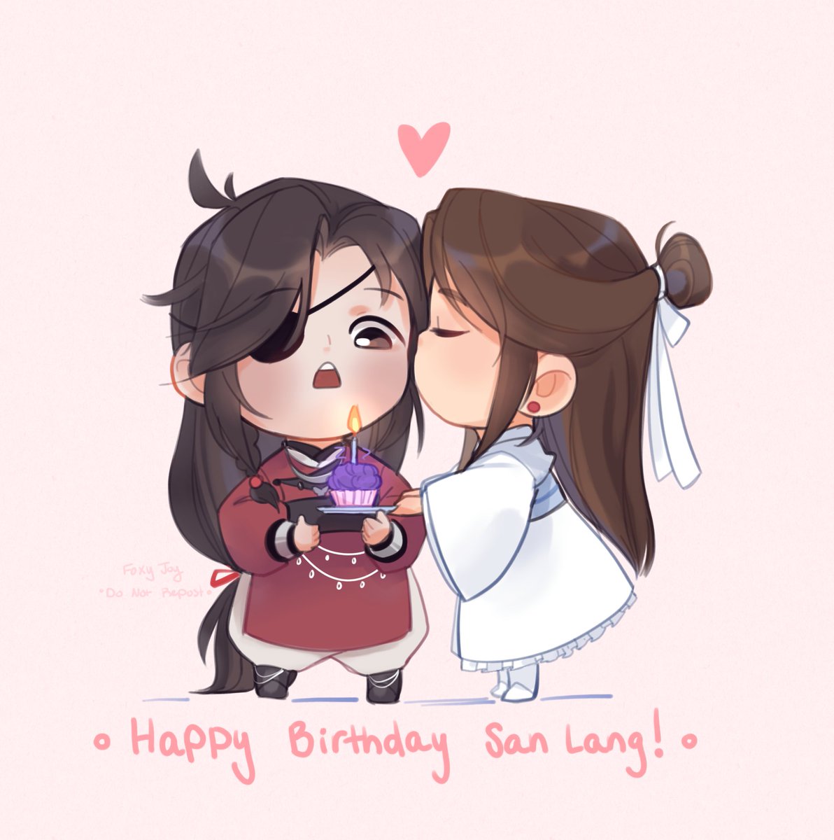 「Happy Birthday Hua Cheng! ❤️🖤🦋
#TGCF #」|FoxyJoy 🦊🌸のイラスト