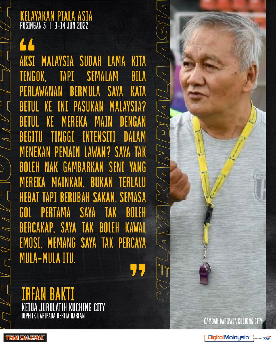 UnifiSports's tweet photo. #AsianQualifiers | #TKMvMAS
Orang lama dalam bola sepak terkejut dengan prestasi mendadak #HarimauMalaya. ๐ฎ Dia juga ketengahkan peranan besar penyokong dalam kemenangan sebelum ini. Semoga esok konsistensi sorakan dikekalkan & kita dapat bermain dengan baik! #KamiTeamMalaysia https://t.co/VGaosL7shR