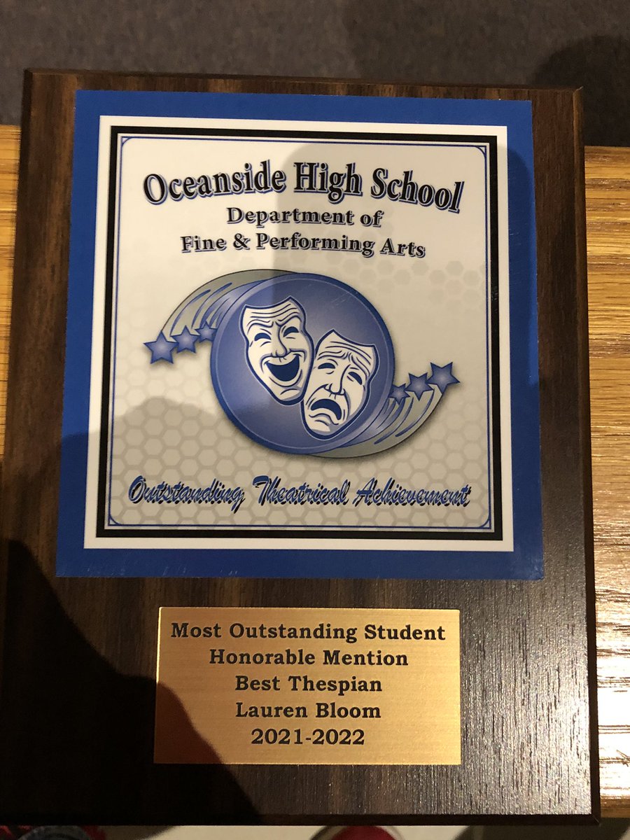 Last week, Lauren received the award for Best Thespian- Honorable Mention at the Oceanside HS Fine &amp; Performing Arts Awards Night. Tonight, Lauren was awarded the Oceanside Federation of Teachers- Retired Teachers Scholarship at OHS Honor Night. So proud! <a href="/teachmomj/">Jsb</a> @TeachMitch