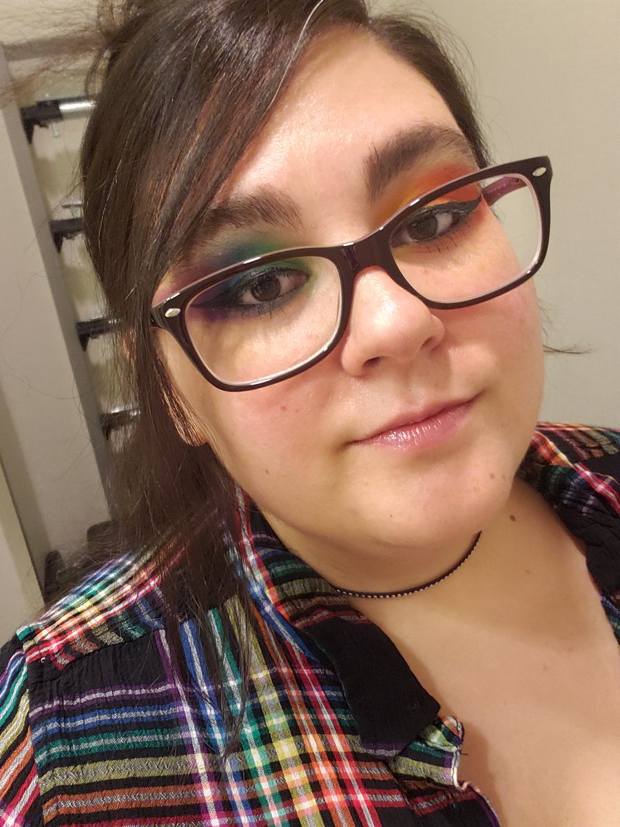 rainbow eyeshadow to match my rainbow shirt 🌈