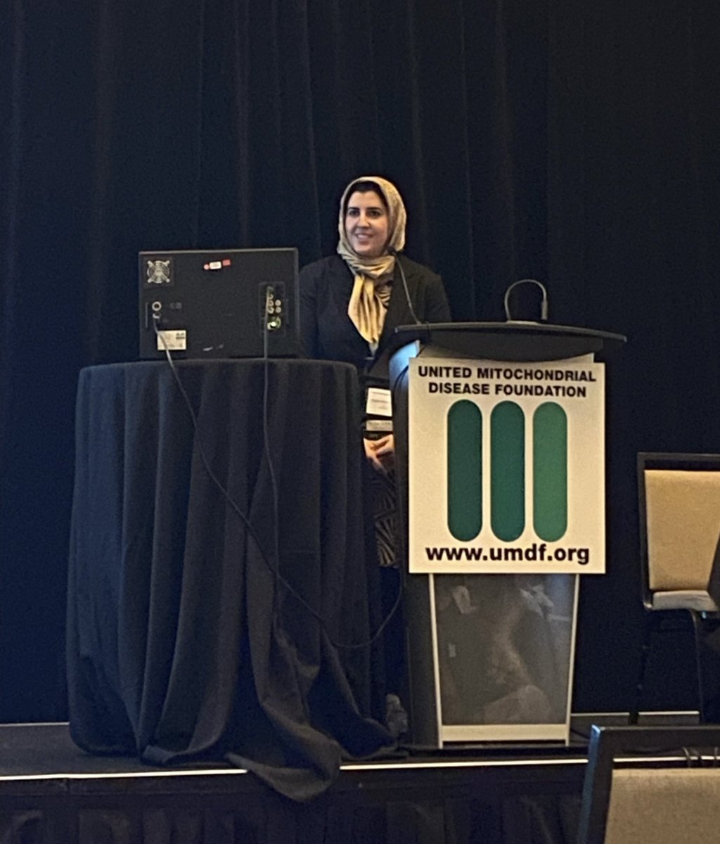 SeyedehTara's tweet photo. Great pleasure to present our ongoing study on the #OPA1 disease at the @UMDF annual symposium! Thanks to Dr Haroon and Dr Falk for their support and the #UMDF organizers! It was a great opportunity to meet mitochondrial patient families and scientists! #EnergizeTheFight https://t.co/v9580KfTj6