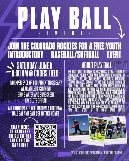 Get in kids, we’re going to play ball! 🚙⚾️ Join us this Saturday for a FREE kids baseball/softball event at Coors Field! 🔗: coloradorockiesyouth.leagueapps.com/events/3126928