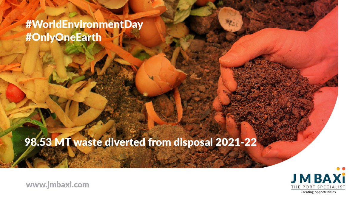 jmbaxigroup's tweet photo. At J M Baxi we are committed to doing our bit for the planet of diverting 98.53MT of waste from disposal in 2021-2022.
#SmallChangesBigWins #WorldEnvironmentDay #OnlyOneEarth #EssentialService #JMBAXIGROUP #JMBAXI100 https://t.co/RODEjuMPoq