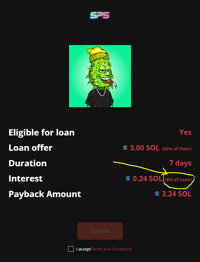 SolanaPawnStars's tweet photo. Did someone say reduced loans for SPS Holders?

If u have a @SolanaPawnStars NFT in your wallet you will receive a 20% discount on the standard interest

10% for non SPS Holders
8% for SPS Holders

Feeling generous and considering extending to active DAO's any thoughts on who? 👀 https://t.co/uqPP7DAnqI
