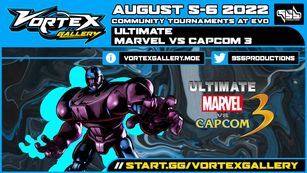 956Productions's tweet photo. Ultimate Marvel vs. Capcom 3 is tagging in to Vortex Gallery @EVO!
๐$10 Entry, 128 cap
๐ฎPS4
Registration is LIVE nowโก๏ธhttps://t.co/pyXBPBDfWa
#VortexGallery2022 https://t.co/uhdJuD8gVX