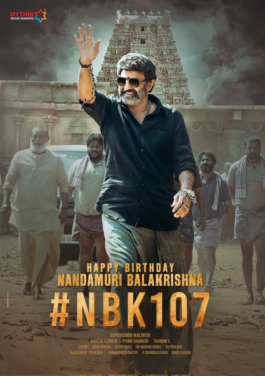 BALAKRISHNA: NBK107 NEW POSTER LAUNCHED... On #NandamuriBalakrishna's birthday today, producers #MythriMovieMakers unveil #NewPoster from #Telugu film #NBK107... Directed by #GopichandhMalineni... Costars #ShrutiHaasan.