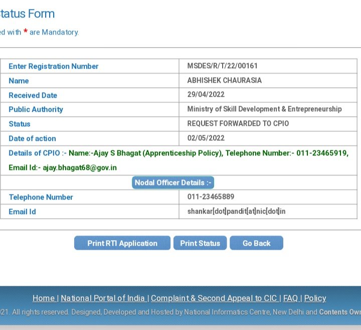 Acrail3258's tweet photo. It has been almost 40 days since I filed my RTI to @MSDESkillIndia 
But can't get any reply
@rtiindia https://t.co/maQEfCVgpQ
