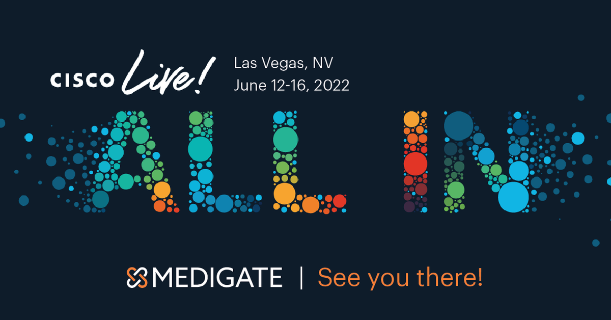 ClarotyHealth's tweet photo. Are you going to #CiscoLive next week? Let’s connect! Come visit us to see in person how #Medigate enables you to optimize your clinical device data and connect with confidence. https://t.co/ym9hAZkPJH https://t.co/iDvBir1cFu