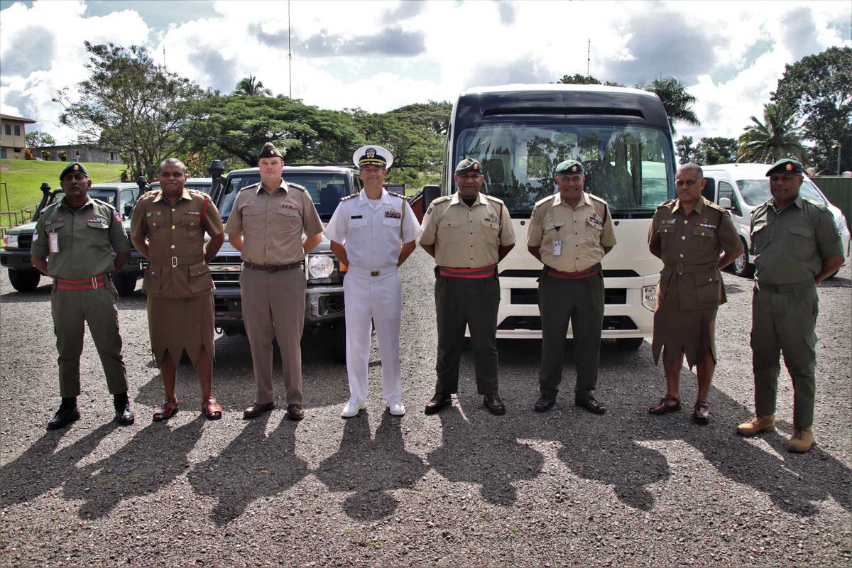 RFMF_Defence's tweet photo. The RFMF thanks the USA Government through the @USEmbassySuva for their continuous support. Today we received 2 more vehicles that would supplement the training for our troops for UN peacekeeping deployment. #GPOI https://t.co/3N9iWJ9QhW