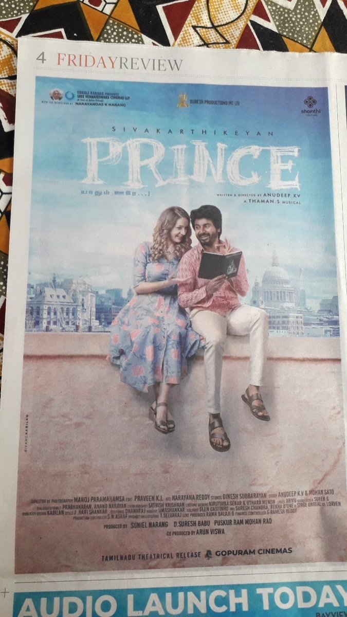 #Prince second look on newspaper . #Sivakarthikeyan #MariaRyaboshapka