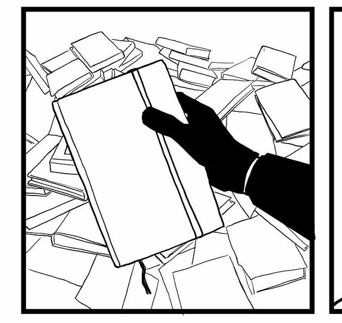 I will jump at any opportunity to draw panels like this-stark blacks against thin lines makes me happy 