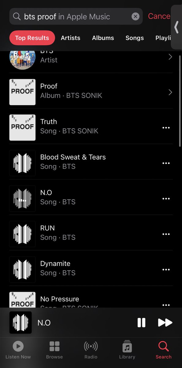 JHSMEETSEVlL's tweet photo. For my Apple Music users type in BTS proof it should come up https://t.co/DZgN0qOgjs