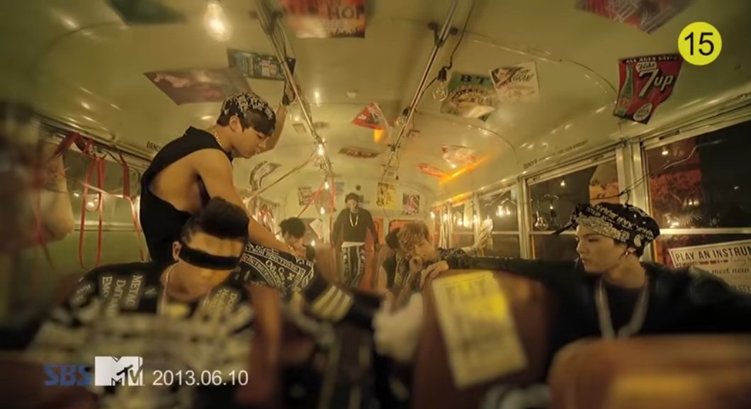 laughkpop's tweet photo. they started on a school bus in 'no more dream' and end up on a school bus in 'yet to come' https://t.co/250nit8nmr