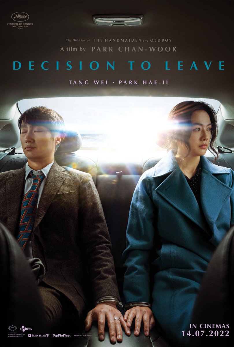 GVPictures's tweet photo. From the acclaimed Director Park Chan-wook of 𝘖𝘓𝘋𝘉𝘖𝘠 (2003), 𝘛𝘏𝘌 𝘏𝘈𝘕𝘋𝘔𝘈𝘐𝘋𝘌𝘕 (2016), and more, comes his latest film, 𝗗𝗘𝗖𝗜𝗦𝗜𝗢𝗡 𝗧𝗢 𝗟𝗘𝗔𝗩𝗘, starring Park Hae-il and Tang Wei!

Catch it in Singapore cinemas from 14 July! https://t.co/ZjKzIBlvGP