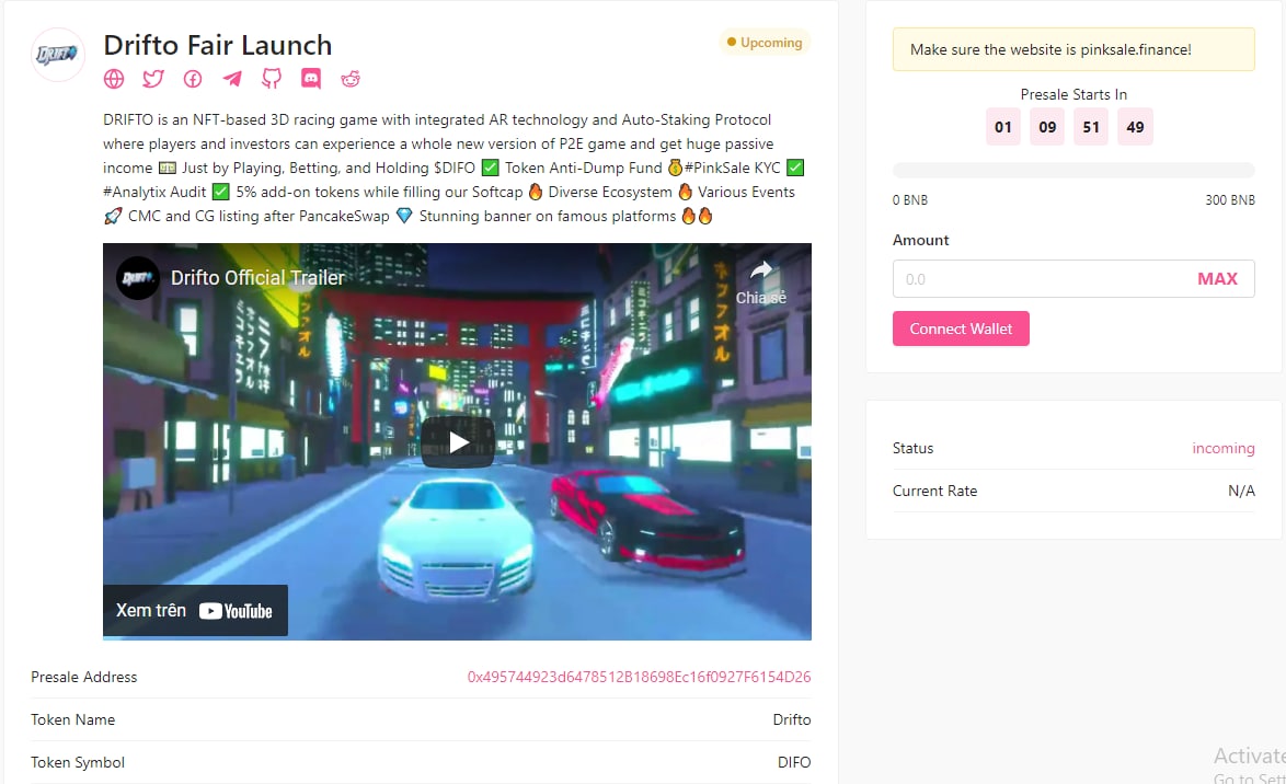 🔥  ONLY MORE THAN 1️⃣ DAY COUNTDOWN TO THE FAIRLAUNCH!

Remember that we're only 1 day away from Drifto FairLaunch on PinkSale!

This is the exact time:

𝟏𝟒 𝐏𝐌 𝐔𝐓𝐂 𝐨𝐧 𝐉𝐮𝐧𝐞 𝟏𝟏𝐭𝐡

Please note that down so you cannot miss!

🔗Link: pinksale.finance/launchpad/0x49…

#drifto