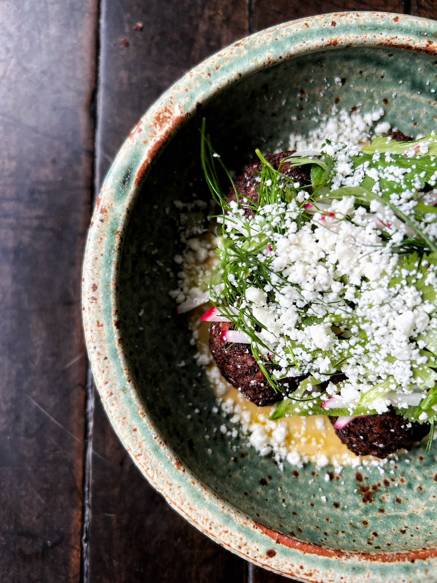 F A L A F E L // green almond hummus • epazote • hoja santa • “fixins”