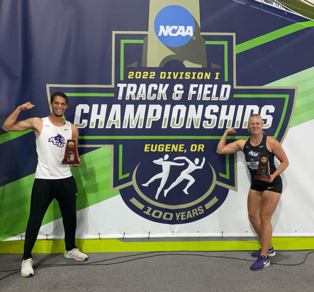 You are looking at #ACUTF’s first ever NCAA 1ST TEAM ALL AMERICANS 🎉🎉🎉

Well deserved for these two remarkable seniors. Congrats JJ Ply and Annina Brandenburg ⭐️💪👏🏅

#Tradition | #GoWildcats | #NCAATF