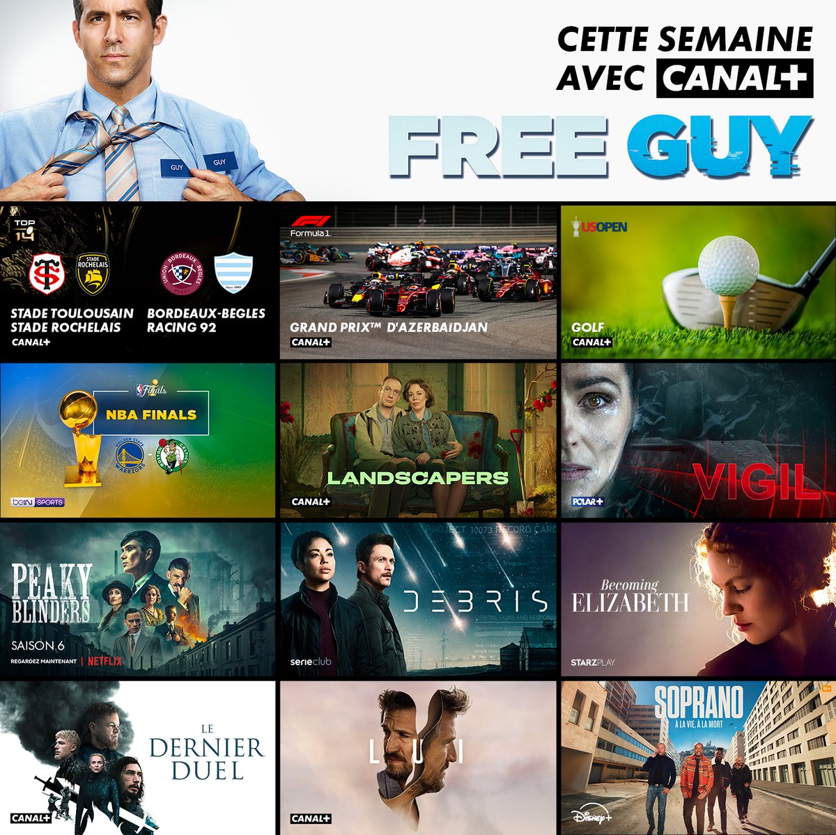 #FreeGuy, les matchs de barrages du @top14rugby ou encore la mini-série #Landscapers... Découvrez une partie de ce qui arrive cette semaine via myCANAL... 🤩