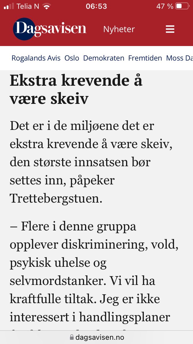 Noe av det villeste jeg har sett! Ringeriksavisa har tatt en NTB-sak og konsekvent endret «skeive» til «seksuelle avvikere», også i direkte sitater fra <a href="/Trettebergstuen/">AnetteTrettebergst.</a>. Det kan vel ikke være innafor?!