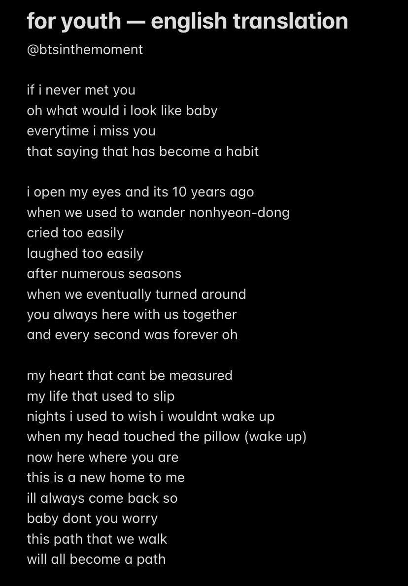 btsinthemoment's tweet photo. for youth — english translation https://t.co/JsNq0W7161