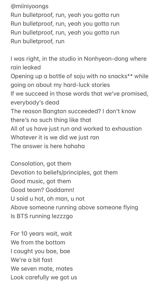 miiniyoongs's tweet photo. [‘Run BTS’ english lyrics translations] https://t.co/qGtBjXOA3M