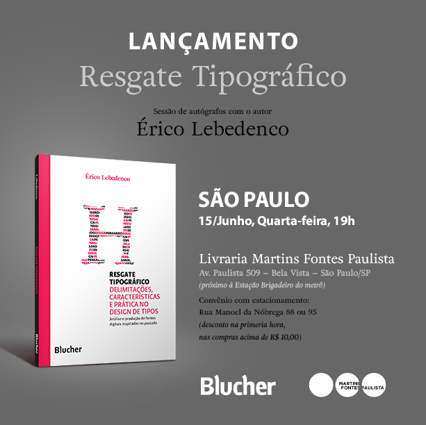 ericolebedenco's tweet photo. Lançamento do livro "Resgate Tipográfico" em SP: estarei na Livraria Martins Fontes Paulista (Av. Paulista 509 - próximo do metrô Brigadeiro) no dia 15/6 (quarta), 19h-21h. Aparece lá pra dar um "oi"! 😁 https://t.co/nHnIDxKIlX