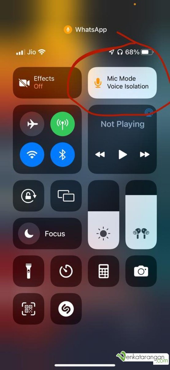 mangoidiots's tweet photo. Love the new #VoiceIsolation in #iPhone. When on a voice call in #whatsapp pull-down control center, long-press the new option #MicMode & select. With this ON, talking on an #AirPodPro in front of a high-speed fan, my callers say they can't hear the noise. Not avbl in phone calls https://t.co/F0ffClzNQt