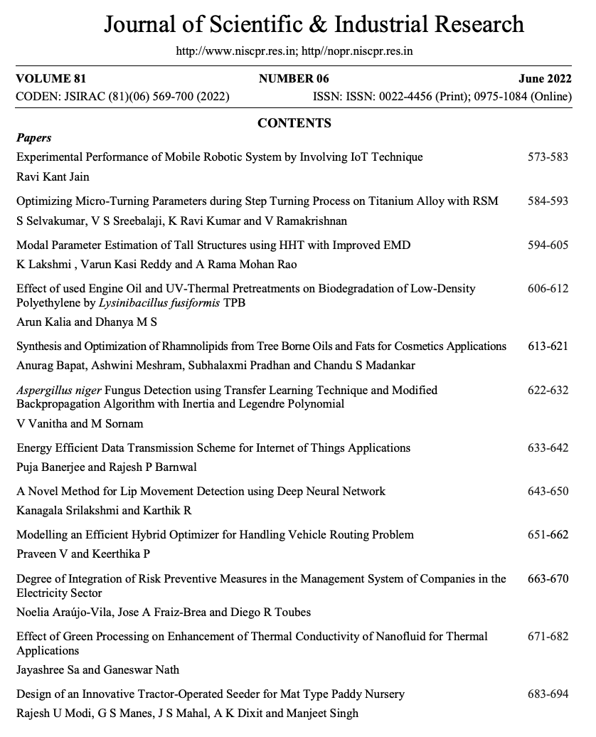 CSIR_NIScPR's tweet photo. #JustPublished—The June 2022 issue of CSIR-NIScPR's 'Journal of Scientific & Industrial Research (JSIR)'.
Access the issue at: https://t.co/YQqSlZTBbA
@Ranjana_23 @charuvermacsir @CSIR_IND #OpenAccess #JSIR https://t.co/H1qgDUQOVb