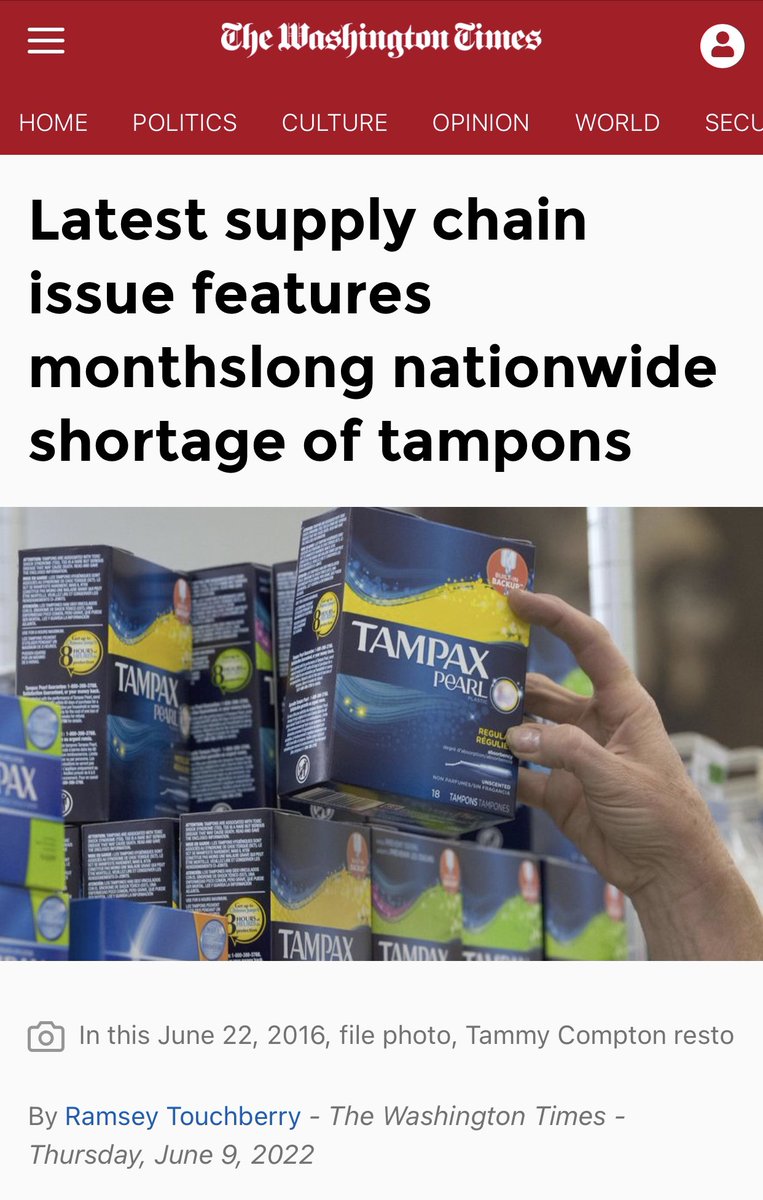 therealmissjo's tweet photo. Do you know what does not help the supply chain issues and shortage of tampons? 

“Transgender women” buying them so that they can feel like they fit in, despite having nowhere to put them and not having periods. https://t.co/odFHxikwW4